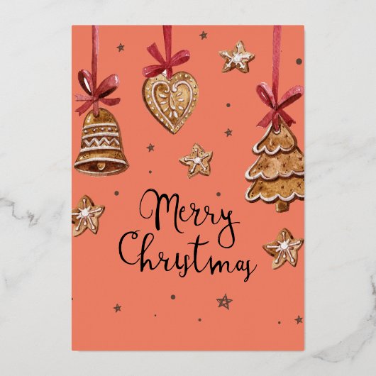 Minimalistische persoonlijke foto-Folie Chrismast  Folie Feestdagenkaart (Achterkant)