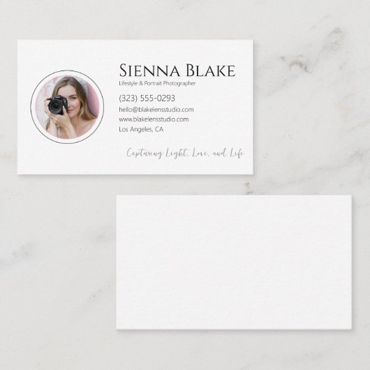 Minimalistische persoonlijke foto van fotograaf visitekaartje (Voorkant / Achterkant)