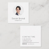Minimalistische persoonlijke foto vierkante visitekaartje (Voorkant / Achterkant)