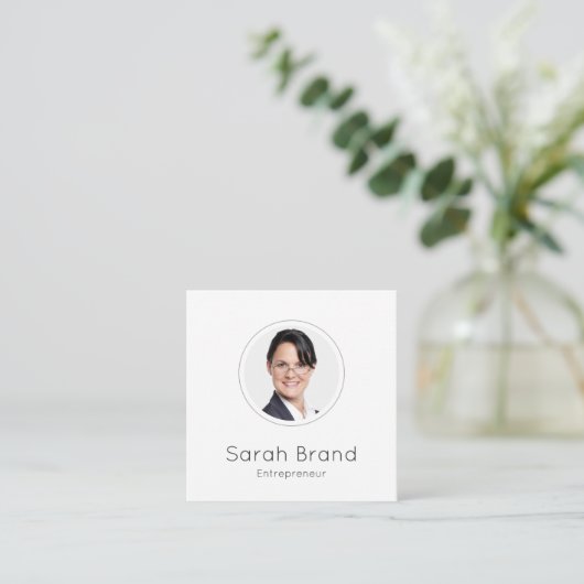 Minimalistische persoonlijke foto vierkante visitekaartje (Staand voorkant)