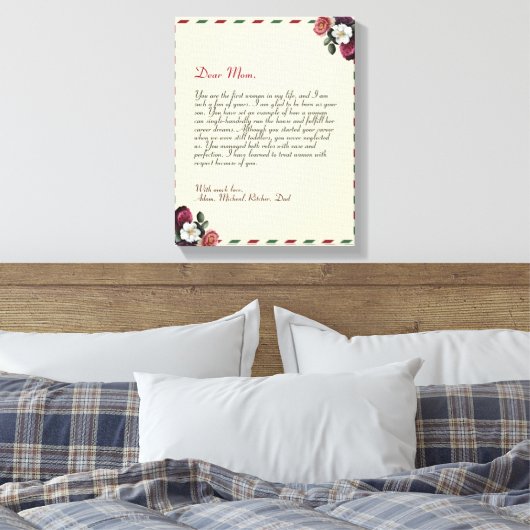 Minimalistische persoonlijke liefdesbrief handgesc canvas afdruk (Insitu (Slaapkamer))