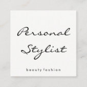 Minimalistische persoonlijke stylist cursieve teks vierkante visitekaartje (Voorkant)