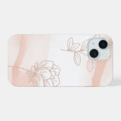 'Minimalistische perzik bloem' iPhone 15 Slim Fit  Case (Achterkant horizontaal)