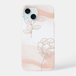 'Minimalistische perzik bloem' iPhone 15 Slim Fit Case