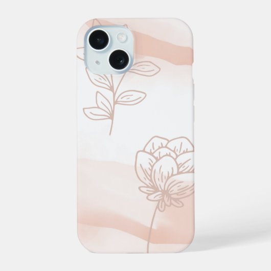 'Minimalistische perzik bloem' iPhone 15 Slim Fit  Case (Achterkant)