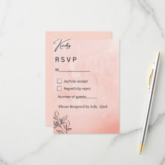 Minimalistische Perzik Botanische Trouw-RSVP RSVP Kaartje