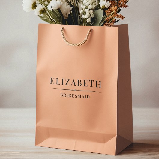 Minimalistische perzik bruidsmeisje geschenken Ele Medium Cadeauzakje