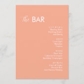 Minimalistische perzik bruiloft Drinken Bar Menu (Voorkant)