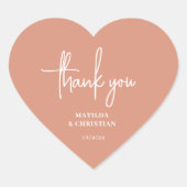 Minimalistische perzik bruiloft hart sticker (Voorkant)