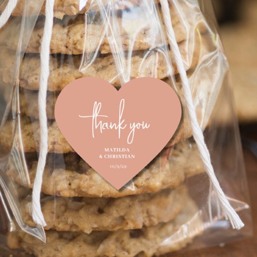 Minimalistische perzik bruiloft hart sticker