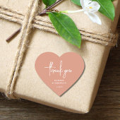 Minimalistische perzik bruiloft hart sticker