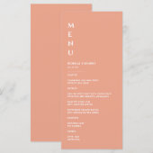 Minimalistische perzik bruiloft menu (Voorkant / Achterkant)