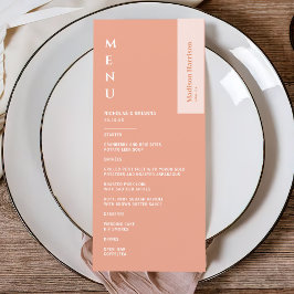 Minimalistische perzik bruiloft menu