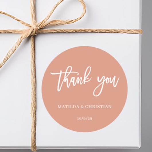 Minimalistische perzik bruiloft ronde sticker