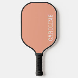 Minimalistische perzik gepersonaliseerde naam pickleball paddle