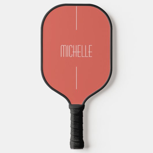 Minimalistische perzik op maat met naam pickleball paddle (Voorkant)