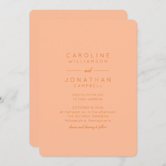 Minimalistische perzik Sinaasappel Elegant Modern  Kaart (Voorkant / Achterkant)