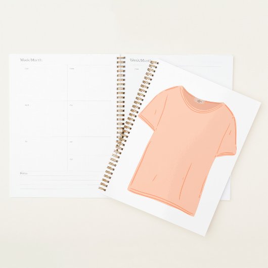 Minimalistische perzik T-shirt-illustratie  Planner