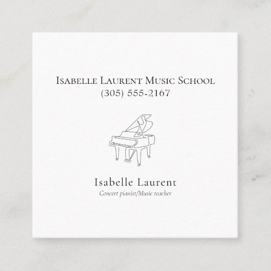 Minimalistische pianist muziekleraar contactkaartje (Voorkant)