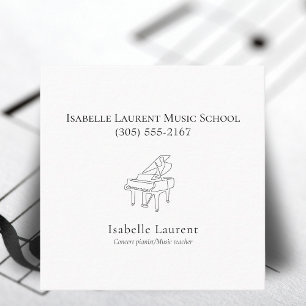 Minimalistische pianist muziekleraar contactkaartje