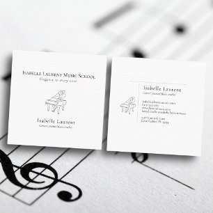 Minimalistische pianist muziekleraar vierkante visitekaartje