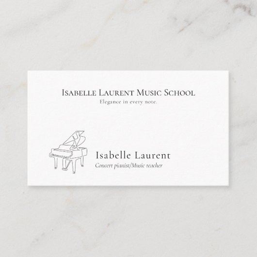 Minimalistische pianist muziekleraar visitekaartje (Voorkant)
