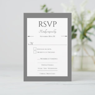 Minimalistische pijlen bruiloft   Grijs RSVP Kaartje