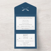 Minimalistische pijlen bruiloft | Marseille Blue All In One Uitnodiging (Binnen)