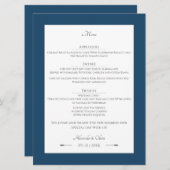 Minimalistische pijlen bruiloft | Marseille Blue Menu (Voorkant / Achterkant)