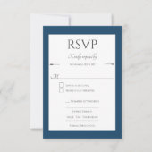 Minimalistische pijlen bruiloft | Marseille Blue RSVP Kaartje (Voorkant)