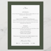 Minimalistische pijlen bruiloft | Olijfgroen Menu (Voorkant)