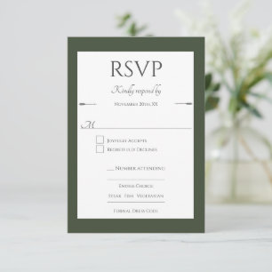 Minimalistische pijlen bruiloft Olijfgroen RSVP Kaartje