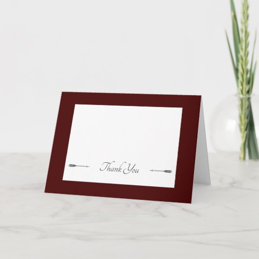 Minimalistische pijlen bruiloft | Rood Bedankkaart (Voorkant)