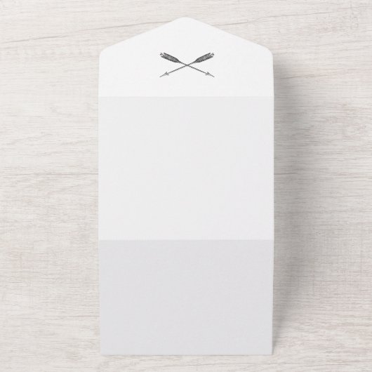 Minimalistische pijlen bruiloft | Wit All In One Uitnodiging (Buitenkant)