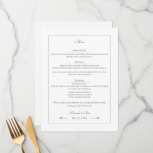 Minimalistische pijlen bruiloft Wit Menu