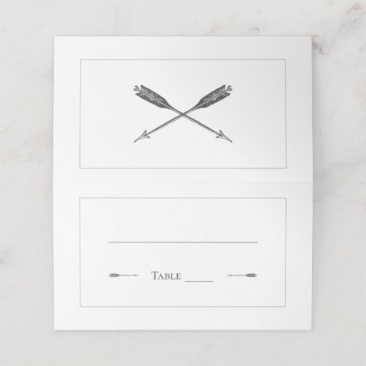 Minimalistische pijlen bruiloft | Wit Plaatskaartje (Buitenkant ongevouwen)