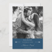 Minimalistische Pijlen Foto | Marseille Blauw Save The Date (Voorkant)