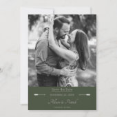 Minimalistische Pijlen Foto | Olijfgroen Save The Date (Voorkant)