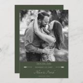 Minimalistische Pijlen Foto | Olijfgroen Save The Date (Voorkant / Achterkant)