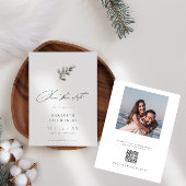 Minimalistische Pine Branch Winter QR Fotobruiloft Save The Date