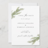 Minimalistische Pine Branch Winter Save The Date K Kaart (Voorkant)