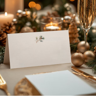 Minimalistische Pine Branch Winter Wedding Place C Plaatskaartje