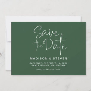 Minimalistische Pine Green Script Typography Weddi Save The Date