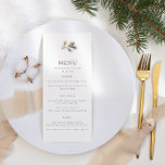 Minimalistische Pine Leaves & Pine Cones Winter We Menu<br><div class="desc">Elegante winterhuwelijksmenu's met een waterverf dennenboomtak met een dennenappel. Personaliseer met uw namen en trouwdatum en menu.</div>