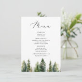 Minimalistische Pine Tree elegante bruiloft Menu (Staand voorkant)