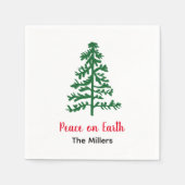 Minimalistische Pine Tree Peace op Earth Holiday Servet (Voorkant)