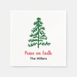 Minimalistische Pine Tree Peace op Earth Holiday Servet