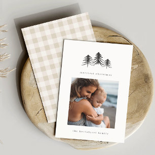 Minimalistische Pine Tree Vakantie Fotokaart Feestdagenkaart