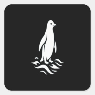 Minimalistische Pinguin Lijn Kunst Winter Golf Mod Vierkante Sticker