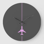 Minimalistische Pink Aviation Grote Klok (Voorkant)